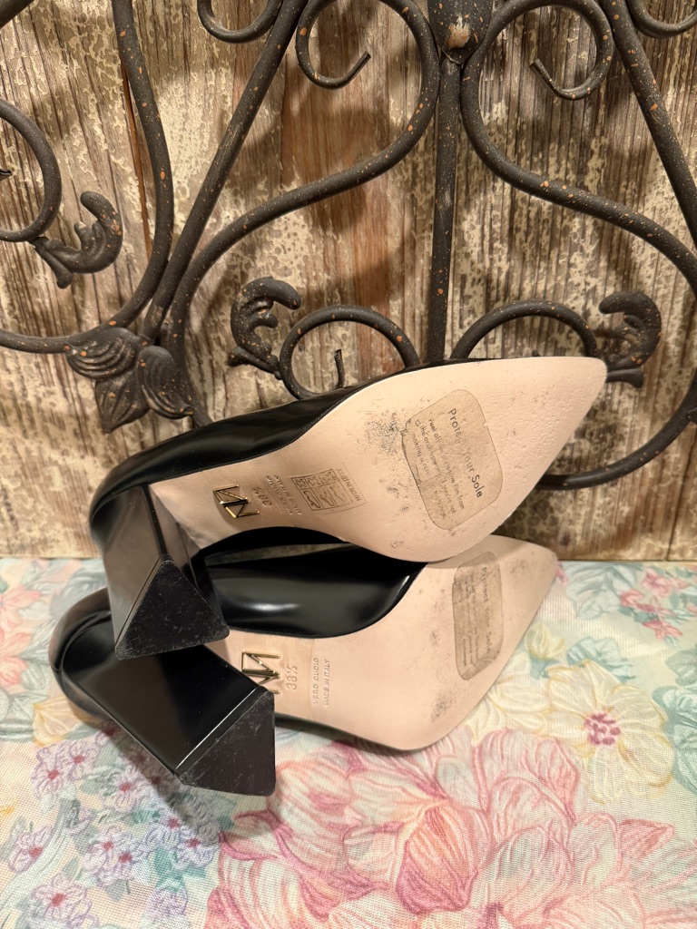 Tamara Mellon Block Heal Leather Shoes Pumps 6 Like New Italy — image 6 of 7